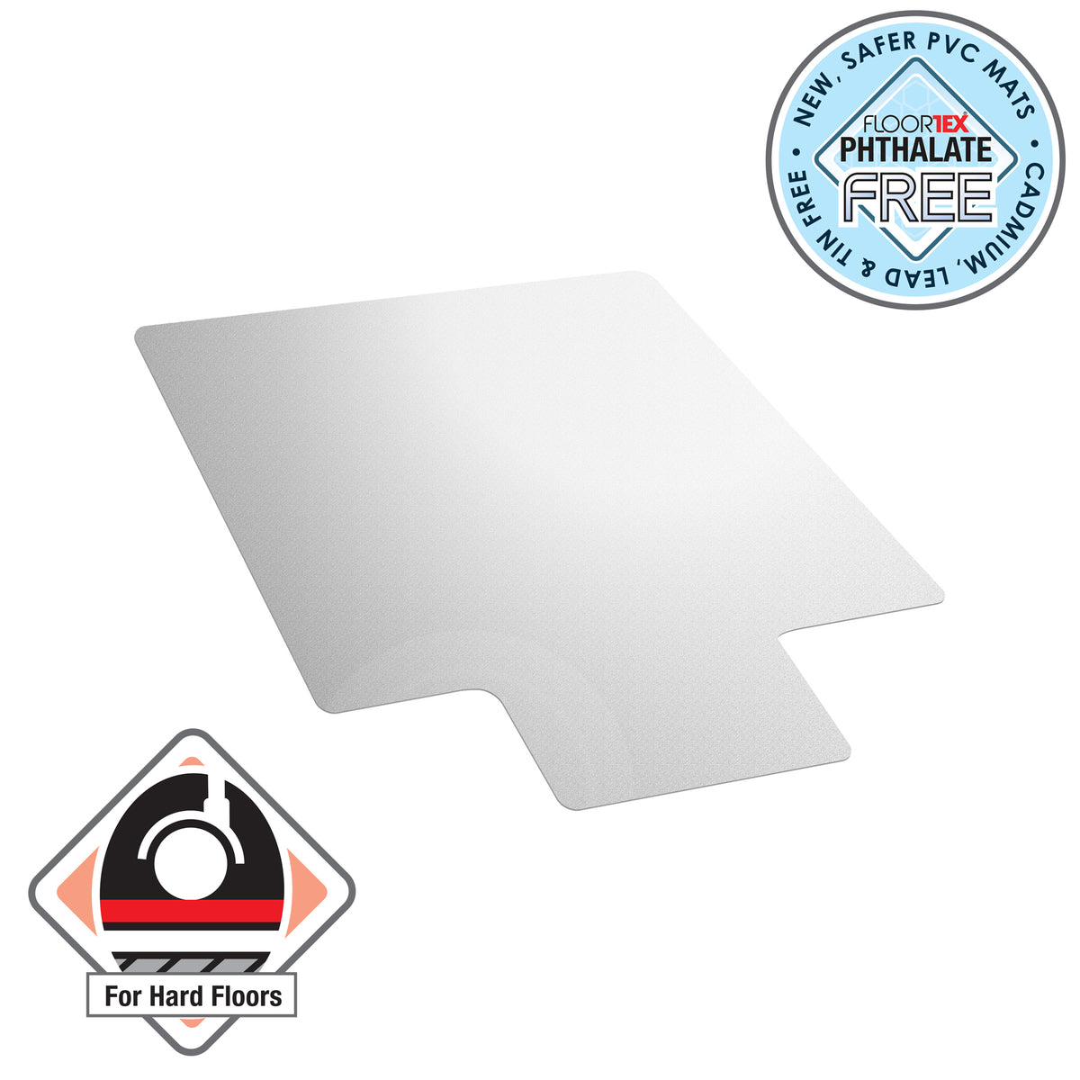 Floortex Advantagemat PVC Chair Mat for Hard Floors – Rectangular with Lip, 90 x 120cm