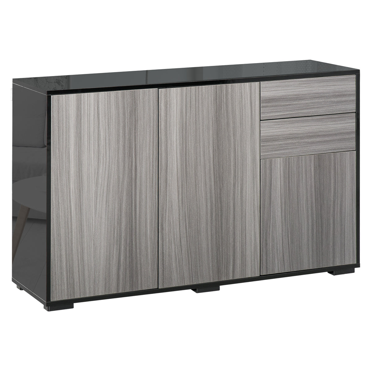 Grey and black gloss side cabinet
