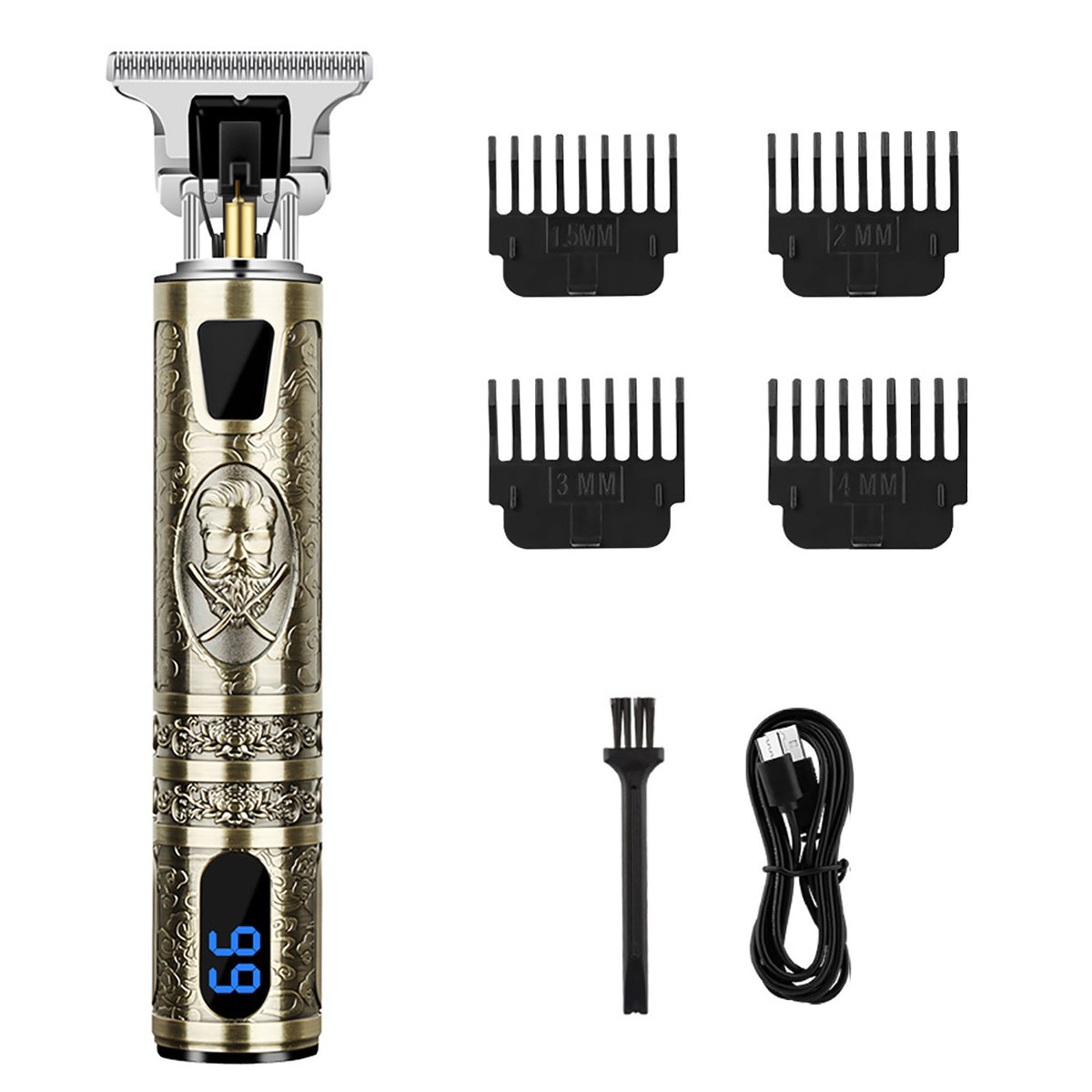 Cordless Hair Clippers & Beard Trimmer Kit with LCD Display, USB Charging & 4 Limit Combs – Ceramic Blade