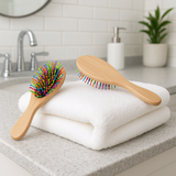 Set of 2 Wooden Hair Brushes with Soft Ball Tips – Scalp Massage and Volumising Detangling Brush