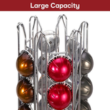 Vinsani 48 Pod Coffee Capsule Stand with 6 Wells – Organised Pod Holder with Clear Flavour Labels, Chrome