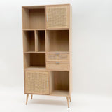 MSL 189cm Wooden Display Cabinet with Glass Shelves & Doors – Light Brown