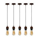 Industrial Rustic Red Pendant Light 5 Pack with E27 Holder & 95cm PVC Cable – Retro Lampshade-Ready Kit