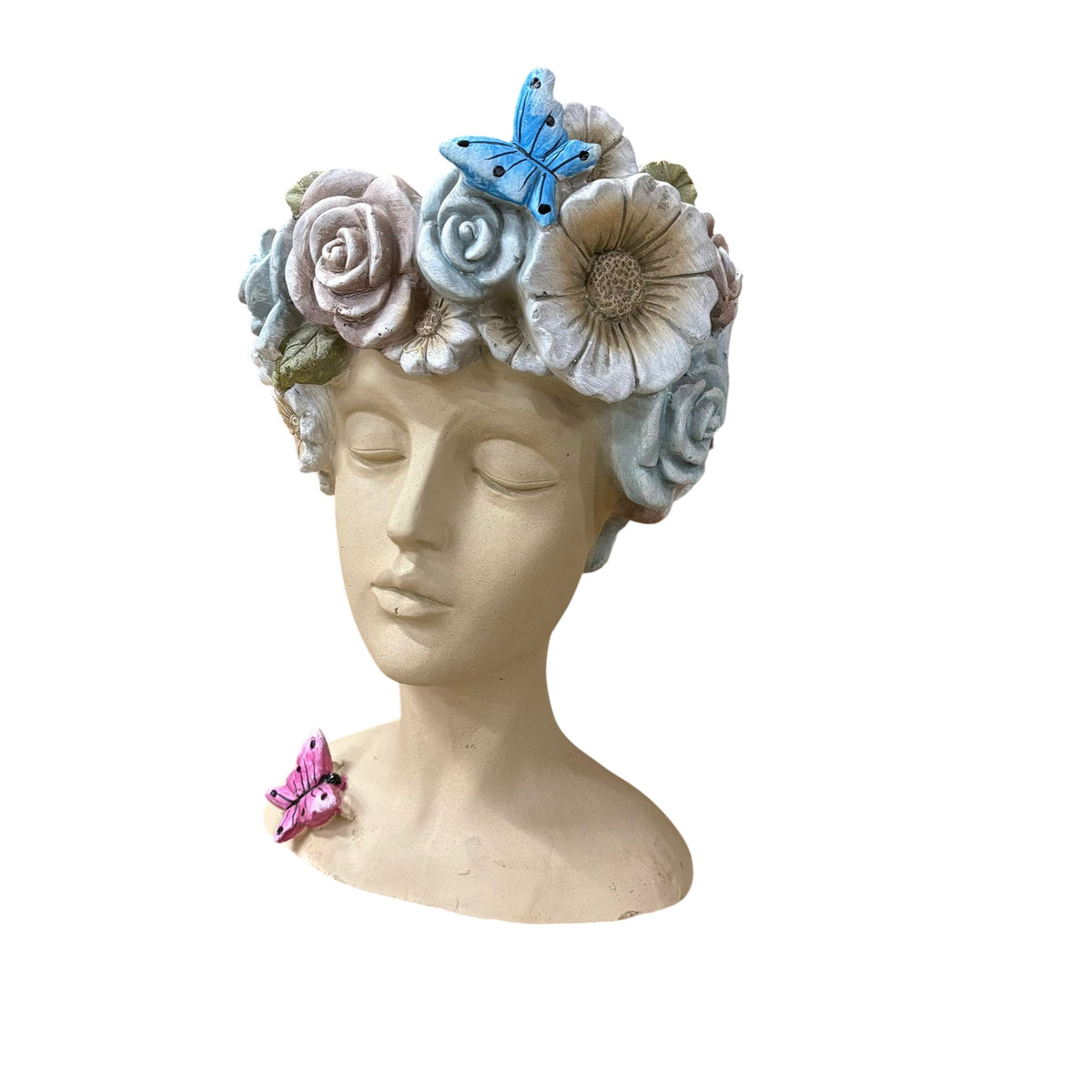 AcaciaHome 42cm Fibreglass Tiki Lady Head Planter – Indoor & Outdoor Garden Ornament
