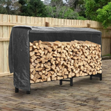 Neo 240cm Outdoor Metal Log Holder Storage Rack with Waterproof Cover – Firewood Store, Black