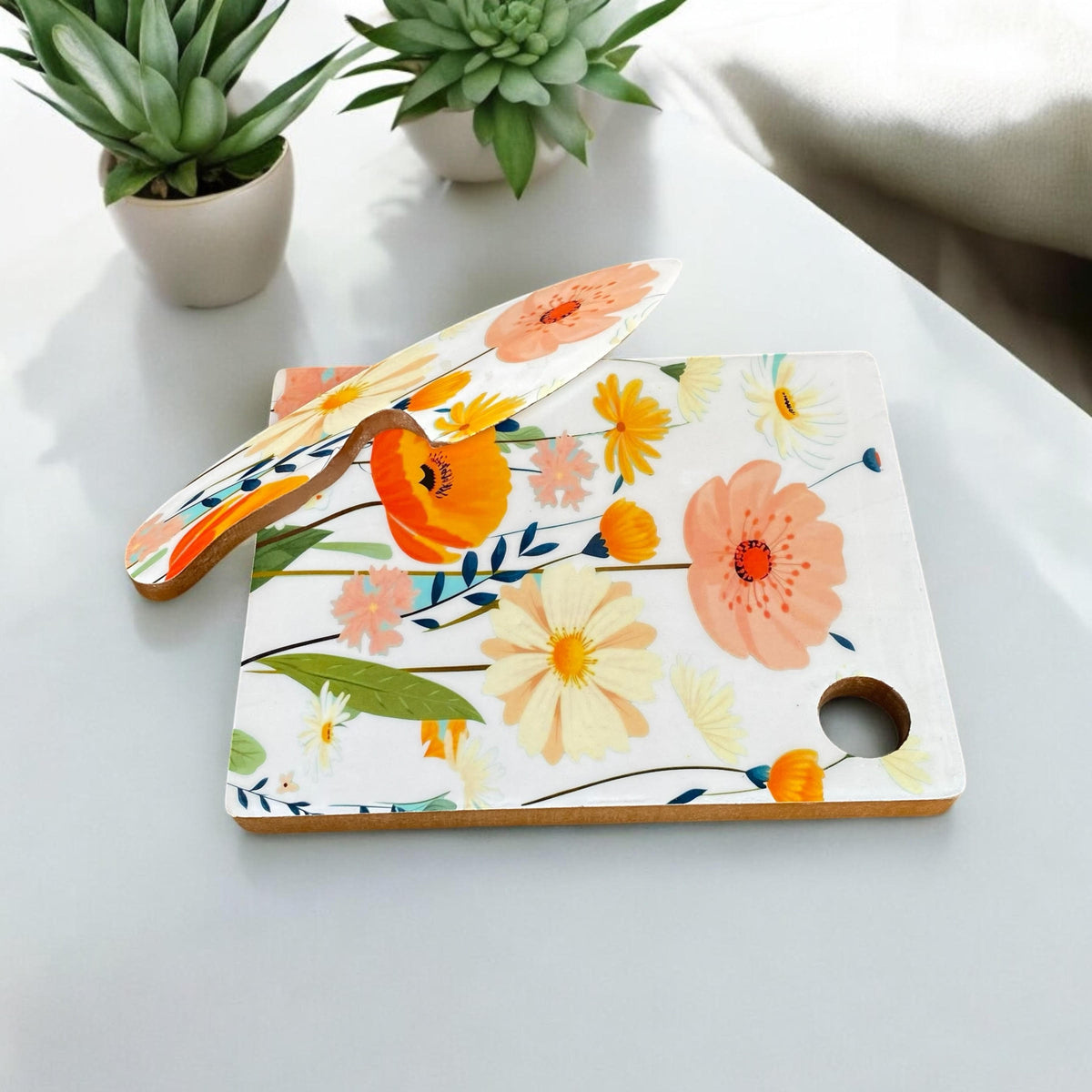 MSL 28cm Non-Slip Chopping Board with Matching Knife – MDF Kitchen Prep Set