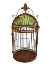 Durable Rustic Metal Bird Cage Wall Mirror 63cm Fleur De Lys Design Vintage-Style Garden Indoor