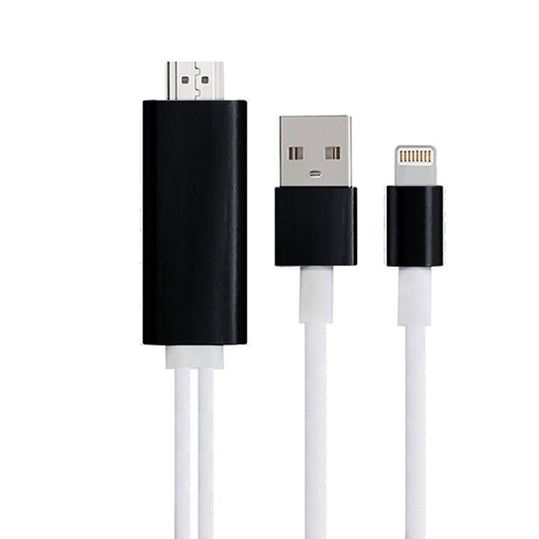 Aquarius Full HD HDMI Cable for 8-Pin Phone and Pad – 1080p Plug and Play TV Adapter, Black
