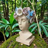 AcaciaHome 42cm Fibreglass Tiki Lady Head Planter – Easter Island Style Garden Ornament