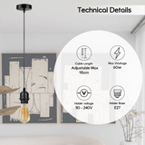 Industrial Rustic Red Pendant Light 5 Pack with E27 Holder & 95cm PVC Cable – Retro Lampshade-Ready Kit