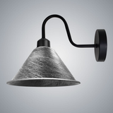 Vintage Cone Wall Light with Swan Neck and E27 Socket – Dimmable Indoor Sconce, Brushed Silver