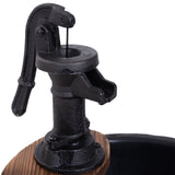 Outsunny Retro Water Pump Barrel Fountain, Solid Fir Wood – Garden Water Feature & Flower Planter Stand