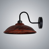 Vintage Hemisphere Wall Light with Swan Neck Arm & E27 Socket – Dimmable Metal Sconce, Rustic Red