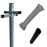 2-Piece Outdoor Clothes Line Post Set with Grey Powder-Coated Steel Tube – 2.4m Height