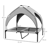 Elevated Pet Bed with Water-Resistant UV Canopy, Breathable Mesh & Travel Bag – Large Dogs, Light Grey