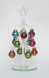 Avilo Glass Christmas Tree with Baubles – Eye-Catching Tabletop, Shelf and Mantelpiece Decoration