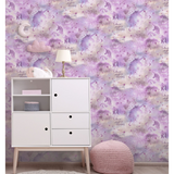 Arthouse Galaxy Unicorn Vinyl Wallpaper with Soft Glitter – Paste the Paper Kids Room Covering, Blush Multi