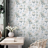Arthouse Keeka Floral Wallpaper – Elegant Trailing Flowers for Feature Walls, Blue & Cream