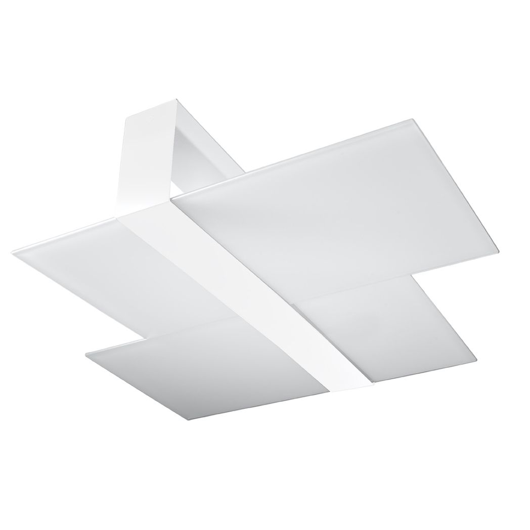 Sollux Lighting Massimo Modern Ceiling Lamp with Steel and Glass, 2 x E27 – White Ceiling Light