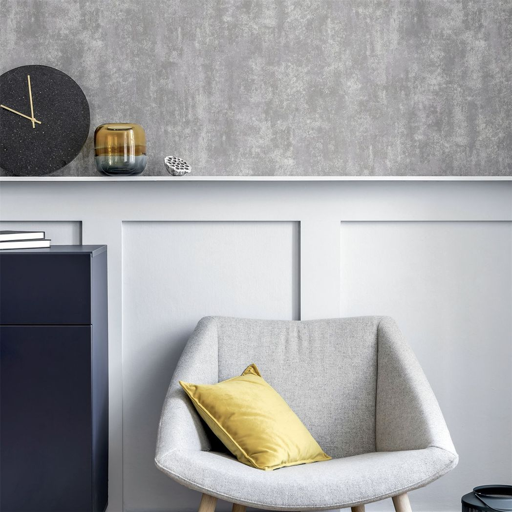 Arthouse Stone Textures Wallpaper with Rough Stone Effect & Metallic Highlights – Weathered Look, Grey