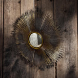 AcaciaHome 90cm Round Wall Mirror with Industrial Distressed Metal Frame – Decorative Vanity Mirror