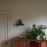 Vintage Hemisphere Wall Light with Swan Neck and E27 Socket – Dimmable Indoor Sconce, Black