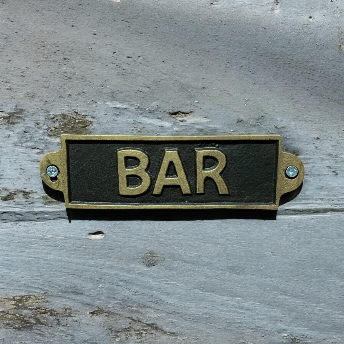 Bar Metal Door Sign – Small, Slim Hand Finished Wall Sign with Bar Message