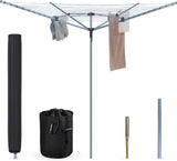 60m 4-Arm Rotary Airer Washing Line with Cover and Metal Ground Spike – Heavy Duty Steel