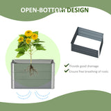 Outsunny Raised Garden Bed with Rustproof Metal Frame & Gloves – Elevated Planter Box, Grey