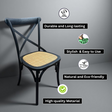 Black oak cross back cafe chair with rattan seat
