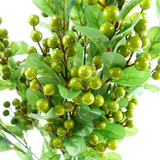 Leaf Design UK 70cm Artificial Green Berry Spray with Plastic Leaves – Floral Arrangements & Decor
