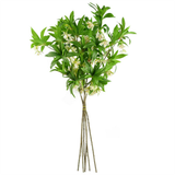 Pack of 6 Artificial Hainan Elaeocarpus Stems, 90cm with Plastic Leaves and Flowers – Faux Foliage