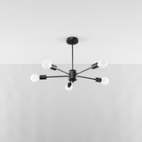 Sollux Lighting Lango Steel Chandelier with 5 E27 Lights – Modern Design Ceiling Light, Black