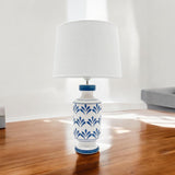 Oriental Floral Ceramic Table Lamp with Drum Shade – 37/50cm Bedside & Accent Lighting