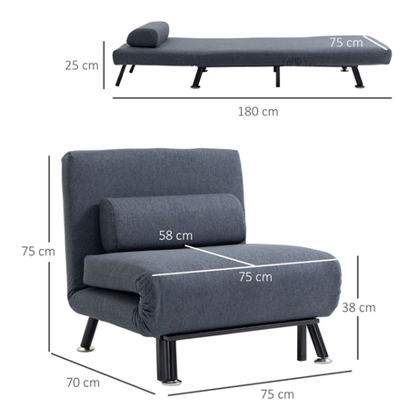Black 3-in-1 Chair Bed adjustable back detail