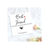 Aye Do Gifts Best Friend Stretch Beaded Bracelet & Message Card – Silver Plated Heart Charm Keepsake Gift