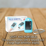 Aquarius Finger Pulse Oximeter V2 with SpO2 & Heart Rate Readings, Lanyard & Case – FDA Approved, Blue