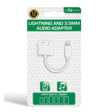 FX Factory Lightning and 3.5mm Audio Adapter – Charge and Listen at Once, Plug and Play, White