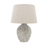 Minimalist Textured Ceramic Table Lamp with Fabric Shade – In-Line Switch, 1m Cable Bedside Lamp