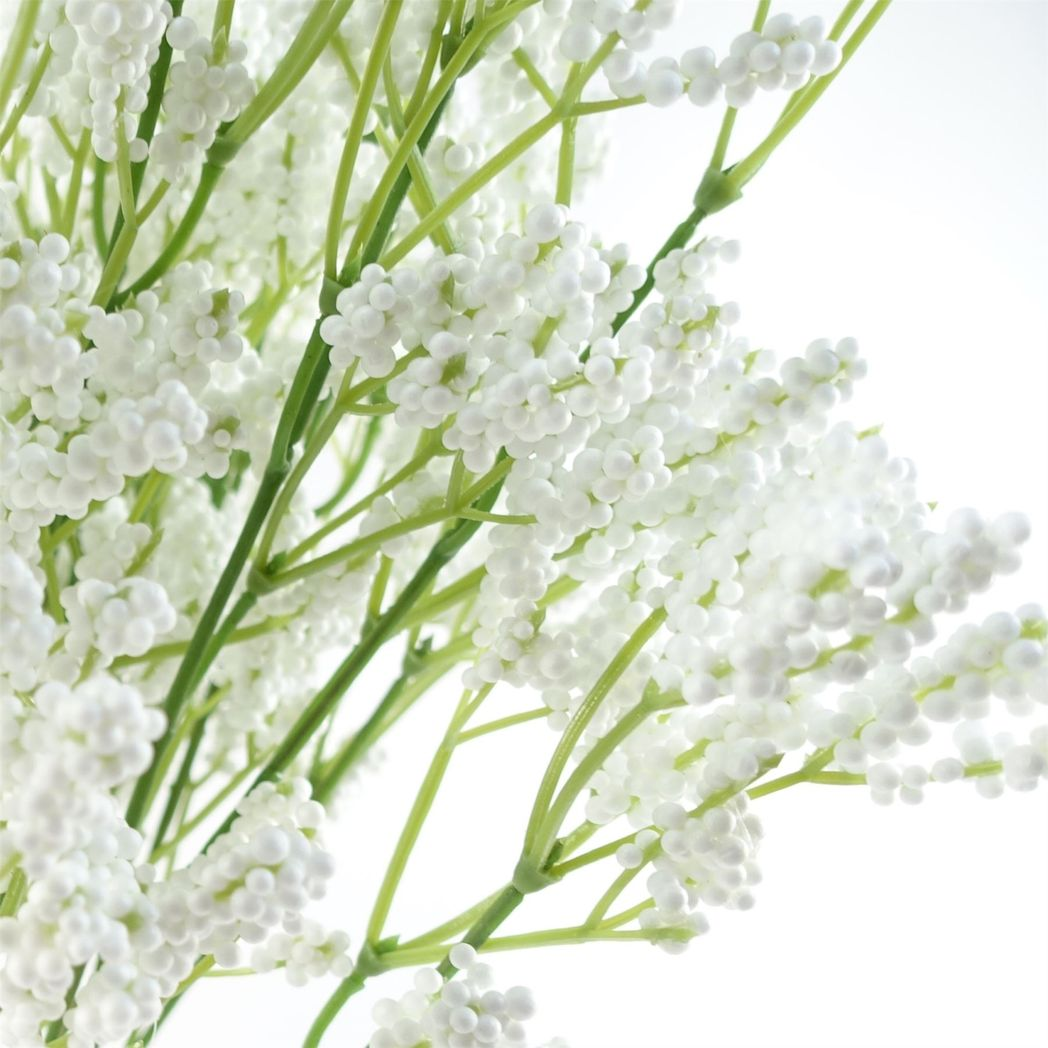 Leaf Artificial Gypsophila Spray with Wired Stem – 65cm White Faux Flowers for Arrangements