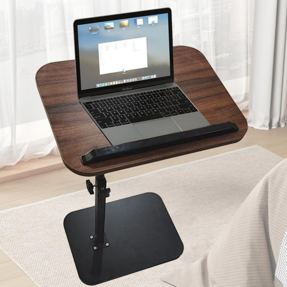 C-Shaped Adjustable Sofa Side Table with Tilting Flip Top, 45–80cm Height – Laptop & Coffee Table, Walnut