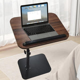 C-Shaped Adjustable Sofa Side Table with Tilting Flip Top, 45–80cm Height – Laptop & Coffee Table, Walnut