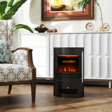 HOMCOM Electric Fireplace Heater with LED Flame Effect, 900W/1800W – Adjustable Thermostat, Black