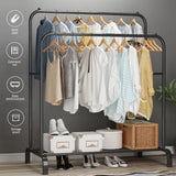 Heavy Duty Double Clothes Rail with Bottom Shoe Shelf, 110 x 54.5 x 150cm, Black