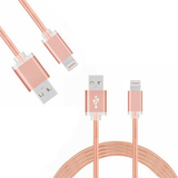 FX Powabud Nylon Braided USB Data Cable for Phones – 1m Fast Charging & Sync Lead, Rose Gold