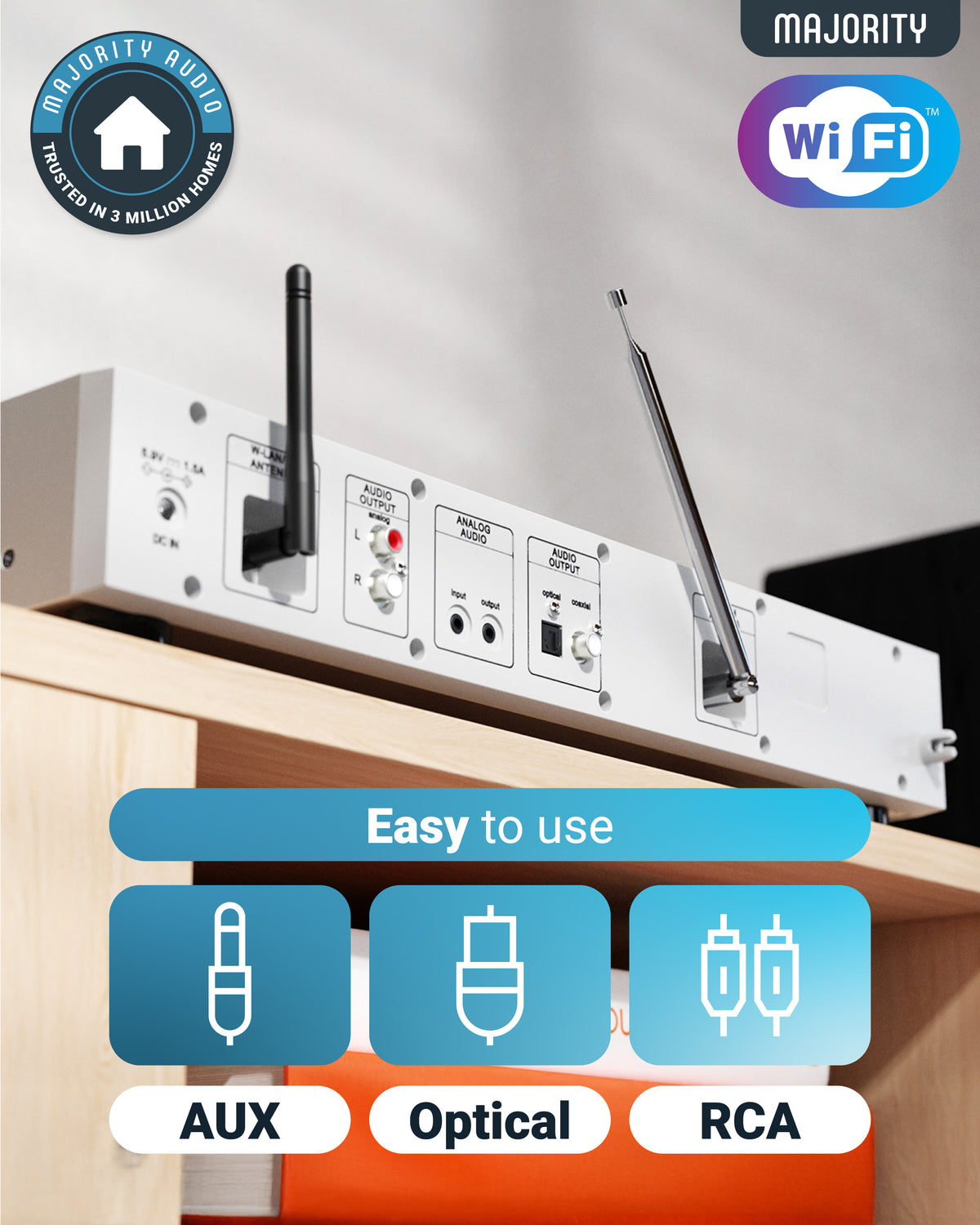 Majority Fitzwilliam 2 Hi-Fi System – Internet, DAB/DAB+ & FM Radio with Spotify Connect, Bluetooth, Silver