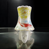 LED Floral Ceramic Night Light – Plug-In Decorative Nightlight for Bedrooms, Hallways and Bathrooms