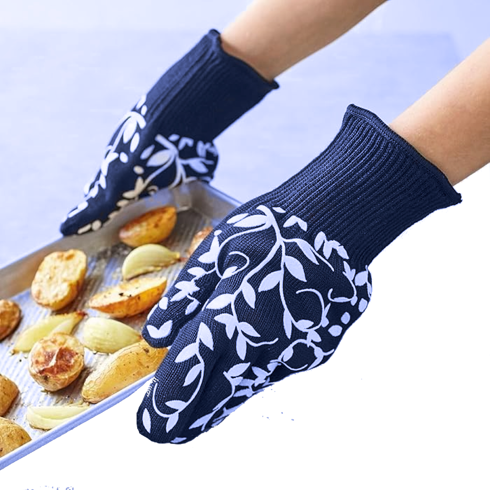 Avilo Floral Vine Oven Gloves with Silicone Floral Pattern – Steady Grip