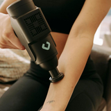 Gymcline Compact Massage Gun with 1500mAh Battery, 3 Speed Modes and 3 Massage Heads – Muscle Recovery, Grey