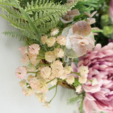 45cm Large Artificial Pink Blossom Floral Wreath on Natural Woven Base – Door Decoration